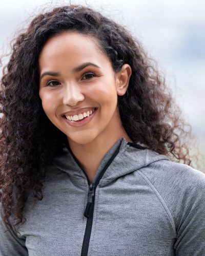 Closeup shot of a fit young woman out for a workout.